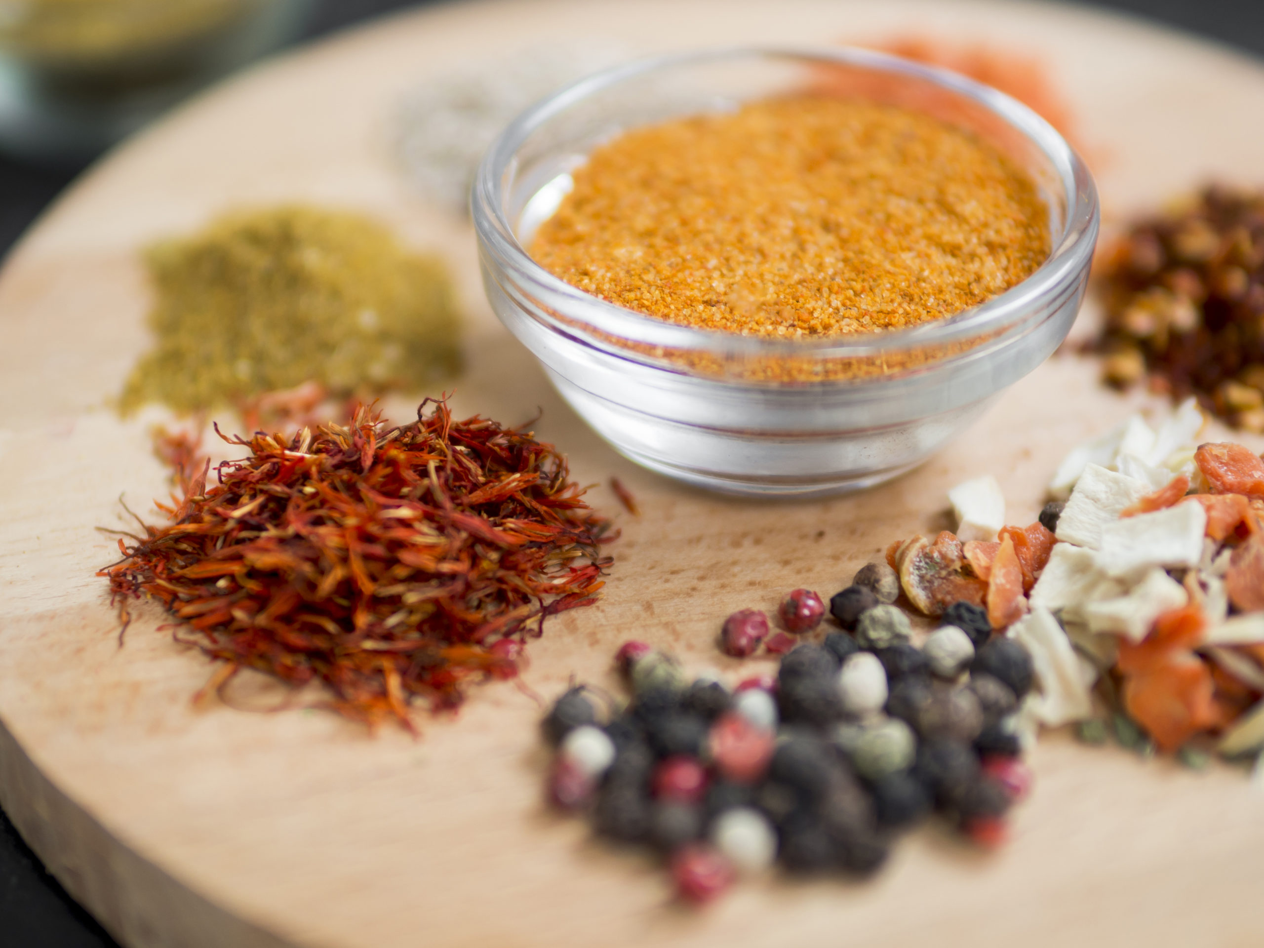 Spice jars from an online spice store display